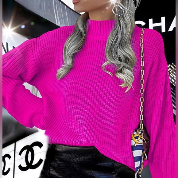 Ribbed Knit Mock Neck Sweater. - Picture 6 of 16